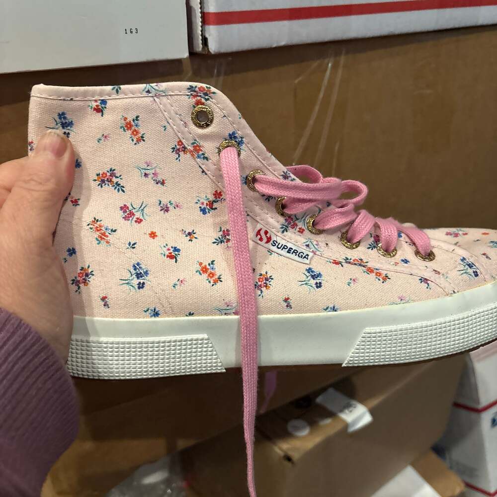 Superga 2795 Pink Multi Flower Print Fantasia High Top Sneakers